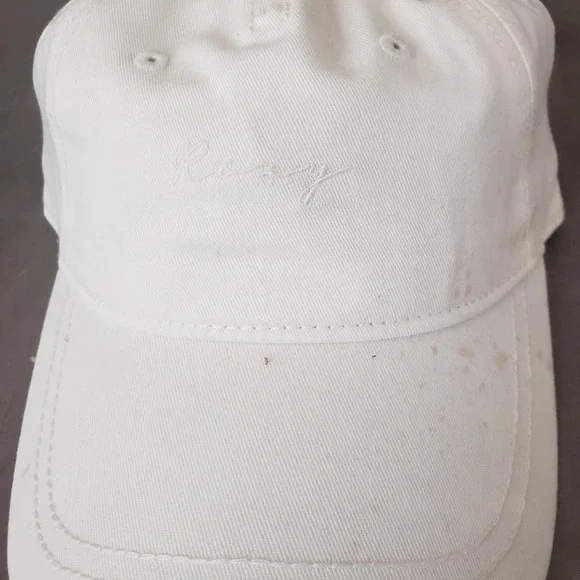 Roxy Hat Cap Strap Back‎ White Embroidered Logo Surf Beach Casual Womens Canvas - Picture 2 of 7